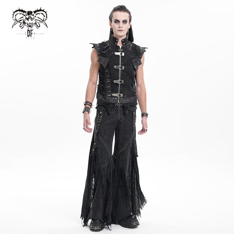 DEVIL FASHION Men's Gothic Rivets Chain Rings Vest