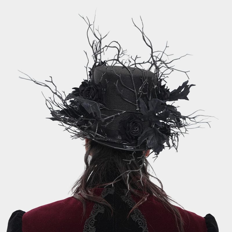 DEVIL FASHION Men's Gothic Rose Leaf Branch Hat