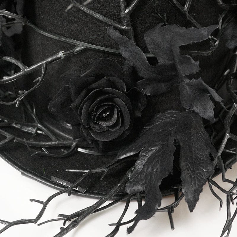 DEVIL FASHION Men's Gothic Rose Leaf Branch Hat