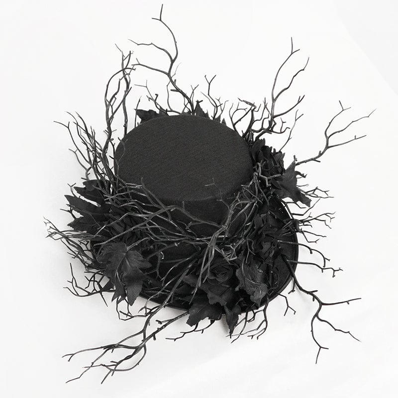 DEVIL FASHION Men's Gothic Rose Leaf Branch Hat