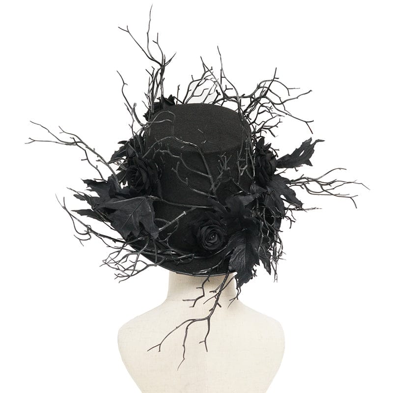 DEVIL FASHION Men's Gothic Rose Leaf Branch Hat