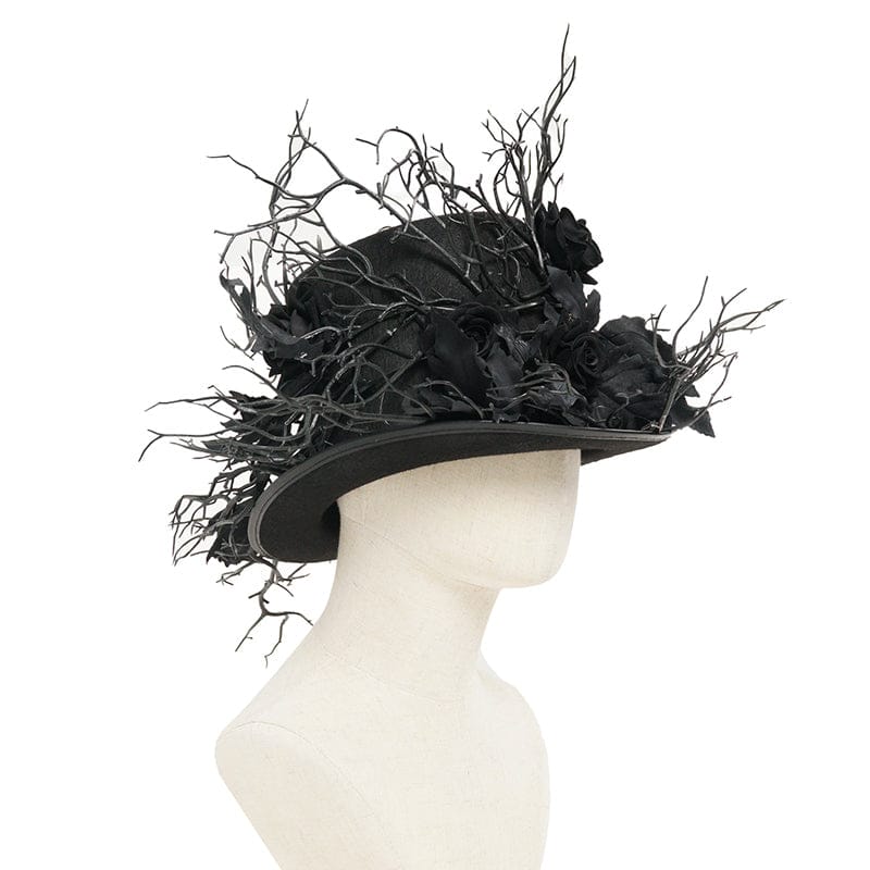 DEVIL FASHION Men's Gothic Rose Leaf Branch Hat