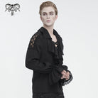 DEVIL FASHION Men's Gothic Ruffled Collar Puff Sleeved Shirt Black