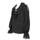 DEVIL FASHION Men's Gothic Ruffled Collar Puff Sleeved Shirt Black