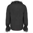 DEVIL FASHION Men's Gothic Ruffled Collar Puff Sleeved Shirt Black