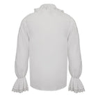 DEVIL FASHION Men's Gothic Ruffled Collar Puff Sleeved Shirt White