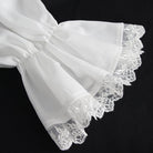 DEVIL FASHION Men's Gothic Ruffled Collar Puff Sleeved Shirt White