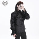 DEVIL FASHION Men's  Gothic Ruffled Lace Cross Shirt