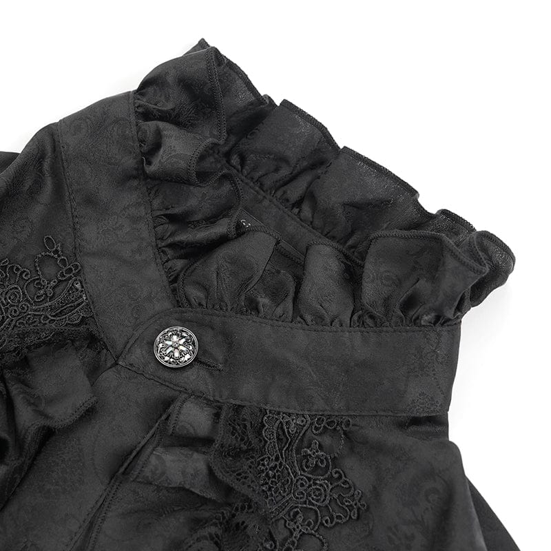 DEVIL FASHION Men's  Gothic Ruffled Lace Cross Shirt