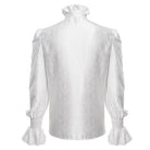 DEVIL FASHION Men's  Gothic Ruffled Lace Cross Shirt White