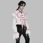 Camisa gótica de cuello alto con volantes y escote pronunciado para hombre de DEVIL FASHION