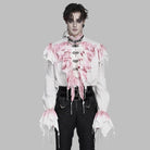 Camisa gótica de cuello alto con volantes y escote pronunciado para hombre de DEVIL FASHION