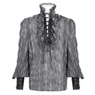 DEVIL FASHION Men's Gothic Ruffled Stand Collar Lace-up Shirt