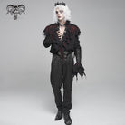 DEVIL FASHION Men's Gothic Ruffled Stand Collar Plunging Shirt