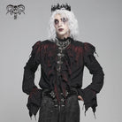 DEVIL FASHION Men's Gothic Ruffled Stand Collar Plunging Shirt