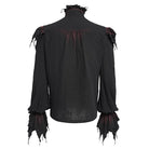 DEVIL FASHION Men's Gothic Ruffled Stand Collar Plunging Shirt