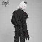 DEVIL FASHION Men's Gothic Ruffled Stand Collar Plunging Shirt