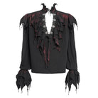 DEVIL FASHION Men's Gothic Ruffled Stand Collar Plunging Shirt