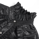 DEVIL FASHION Men's Gothic Ruffled Stand Collar Puff Sleeved Shirt Black