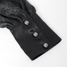 DEVIL FASHION Men's Gothic Ruffled Stand Collar Puff Sleeved Shirt Black