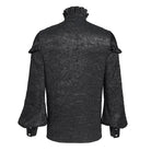 DEVIL FASHION Men's Gothic Ruffled Stand Collar Puff Sleeved Shirt Black