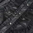 DEVIL FASHION Men's Gothic Ruffled Stand Collar Puff Sleeved Shirt Black