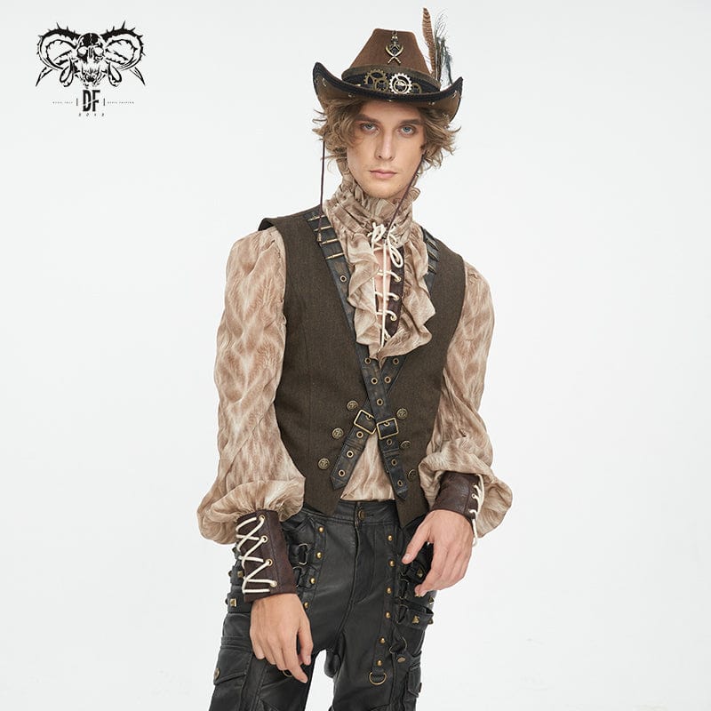 DEVIL FASHION Men's Gothic Skull Feather Cowboy Hat