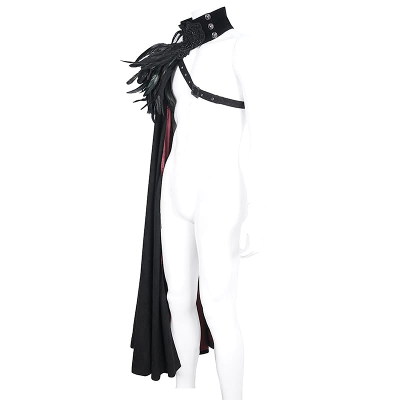 DEVIL FASHION Men's Gothic Stand Collar Feather Cape