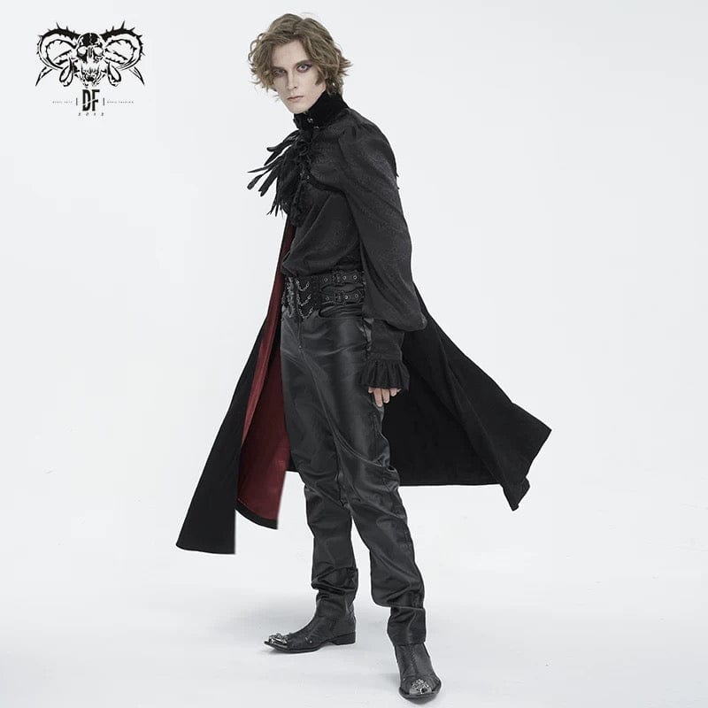 DEVIL FASHION Men's Gothic Stand Collar Feather Cape