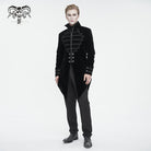 DEVIL FASHION Herren Gothic Stehkragen Spitze Splice Schwalbenschwanz Mantel Schwarz