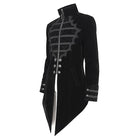 DEVIL FASHION Herren Gothic Stehkragen Spitze Splice Schwalbenschwanz Mantel Schwarz