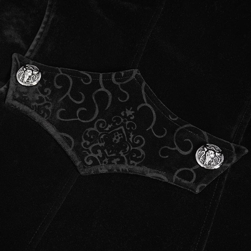 DEVIL FASHION Herren Gothic Stehkragen Spitze Splice Schwalbenschwanz Mantel Schwarz