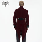 DEVIL FASHION Men's Gothic Stand Collar Lace Splice Swallow-tailed Coat Red