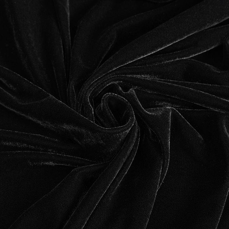 DEVIL FASHION Herren Gothic Stehkragen Spitze Splice Samtumhang