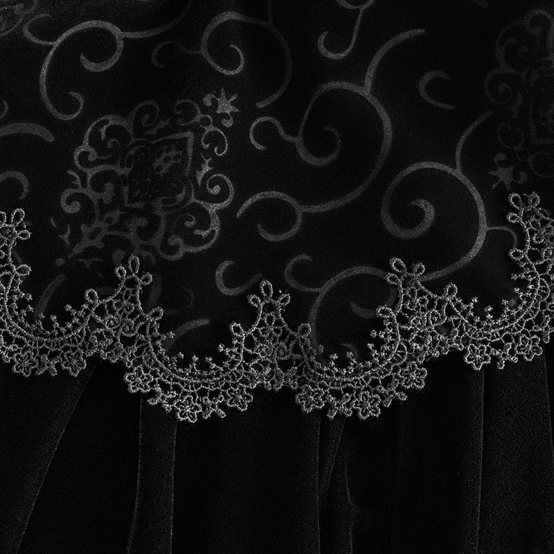 DEVIL FASHION Men's Gothic Stand Collar Lace Splice Velvet Cloak