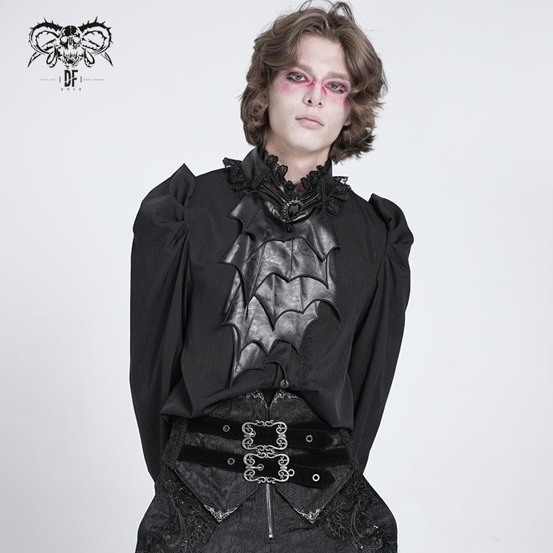 Men's Gothic Stand Collar Puff Sleeved Batlike Shirt – Punk Design