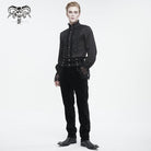 DEVIL FASHION Men's Gothic Stand Collar Puff Sleeved Lace Splice Shirt
