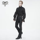 DEVIL FASHION Men's Gothic Stand Collar Puff Sleeved Lace Splice Shirt