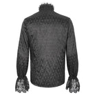 DEVIL FASHION Men's Gothic Stand Collar Puff Sleeved Lace Splice Shirt