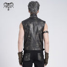DEVIL FASHION Men's Gothic Stand Collar Strappy Splice Waistcoat