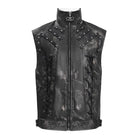 DEVIL FASHION Men's Gothic Stand Collar Strappy Splice Waistcoat