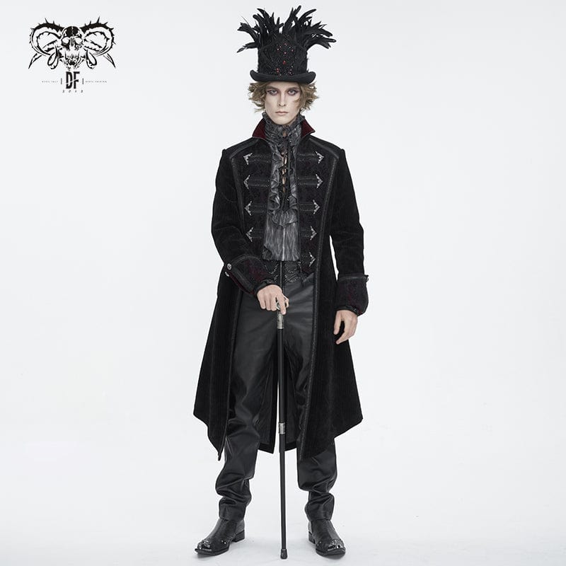 DEVIL FASHION Men's Gothic Stand Collar Swallow-tailed Coat