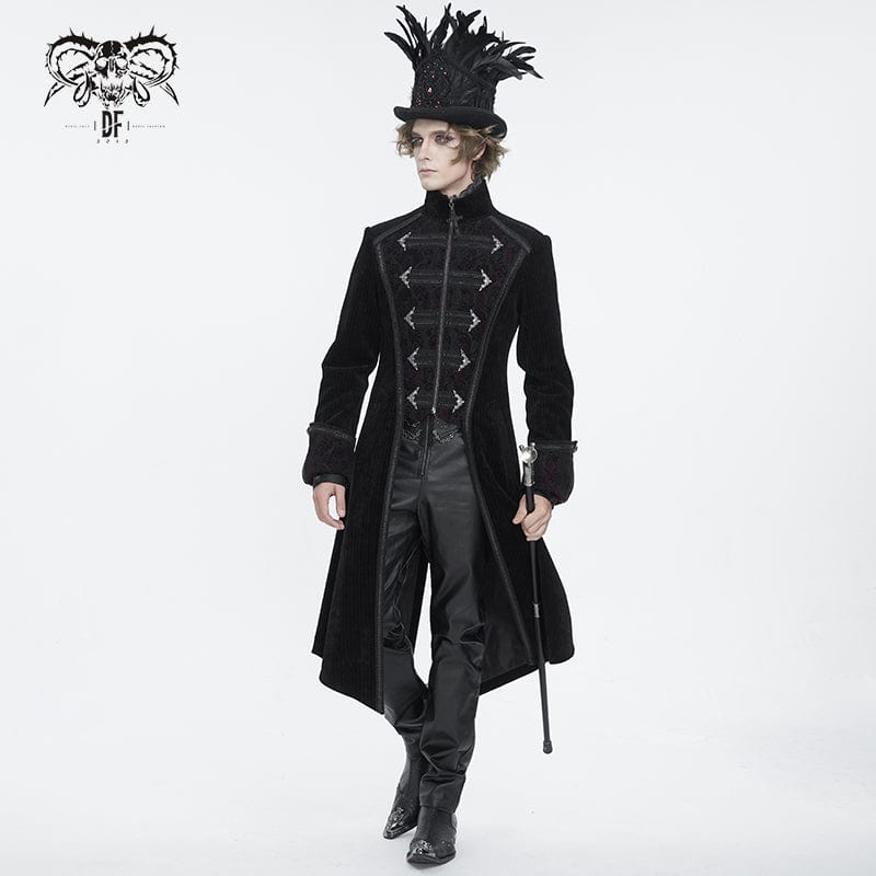 DEVIL FASHION Men's Gothic Stand Collar Swallow-tailed Coat