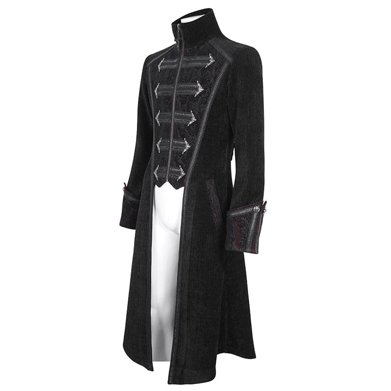 DEVIL FASHION Men's Gothic Stand Collar Swallow-tailed Coat