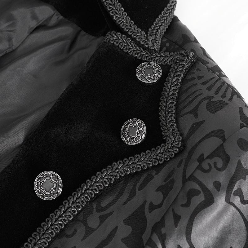 DEVIL FASHION Men's Gothic Stand Collar Totem Printed Coat