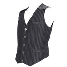 DEVIL FASHION Men's Gothic Striped Faux Leather Splice Vest