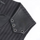 DEVIL FASHION Men's Gothic Striped Faux Leather Splice Vest