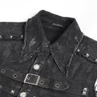 DEVIL FASHION Men's Gothic Studded Lace-up Distressed Vest