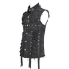 DEVIL FASHION Men's Gothic Studded Lace-up Distressed Vest