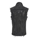 DEVIL FASHION Men's Gothic Studded Lace-up Distressed Vest